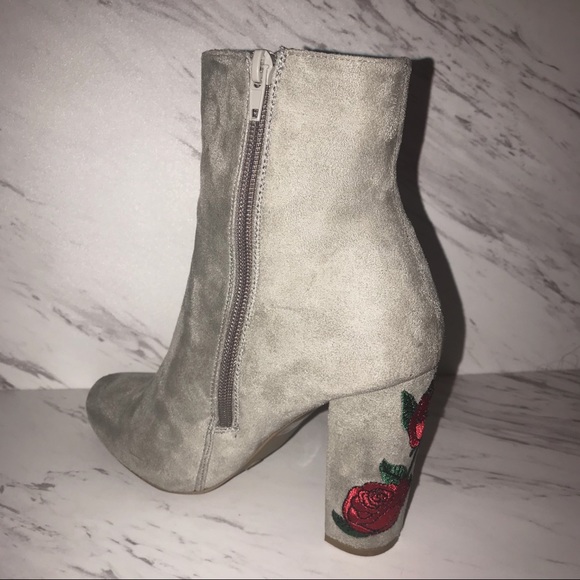 WILD DIVA Floral Embroidered Heel Boot Shoes - Picture 7 of 8